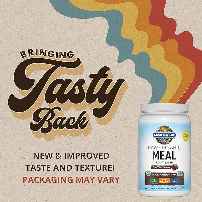 Garden of Life Meal Replacement Shakes, Raw Organic, Chocolate Protein Powder with Plant Based Pea Protein, Sprouts, Greens, Probiotics, Dairy Free 28 Servings