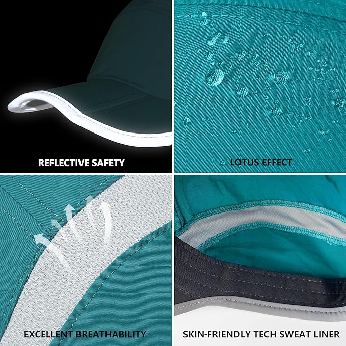 GADIEMKENSD Reflective Folding Outdoor Hat Unstructured Design UPF 50+ Sun Protection Sport Hats for Womens and Mens