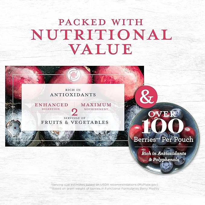 Functional Formularies Liquid Hope Peptide Berry Medley, Organic Tube Feeding Formula And Nutritional Meal Replacement Supplement, 12 Fl. Oz. Pouch, Pack of 24, Total: 288.0 Fl Oz