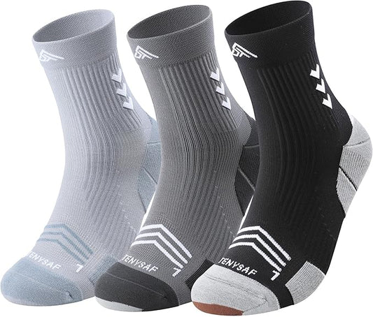 Compression Sport Running Socks: Athletic Crew Socks for Men Women Cycling Hiking Basketball Work,3 Pairs