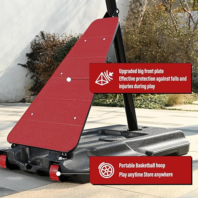 Basketball Hoop 44&48 Inch Backboard Portable Basketball Hoop Outdoor,5.3-10ft Stepless Regulation Crank Adjust Basketball Goal System