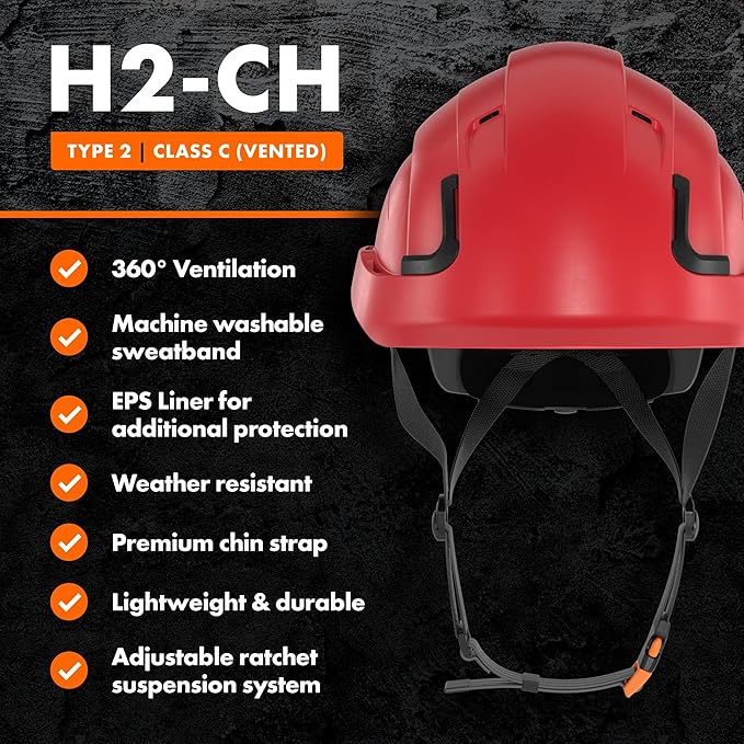 Defender Safety H2 Safety Helmet Hard Hat, Type 2 Class C and E, ANSI Z89.1 and EN 12492 Rated