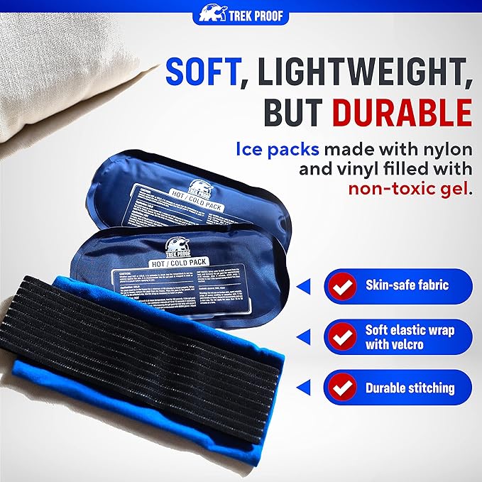 Ice Packs for Injuries Reusable (3-Piece Set) – Hot and Cold Ice Pack Therapy Gel Wrap Support – Supports Recovery, Joint and Muscle Pain – Knees, Back & More (3 Piece Set - Classic)