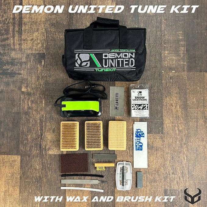Demon Complete Ski Tune Kit with Wax and Brush Kit- Snowboard Tuning Kit Also Includes Made in USA Wax