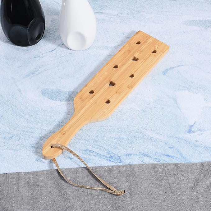 Bamboo Wood Paddle, 13.3 Inch Wooden Paddle with Airflow Holes