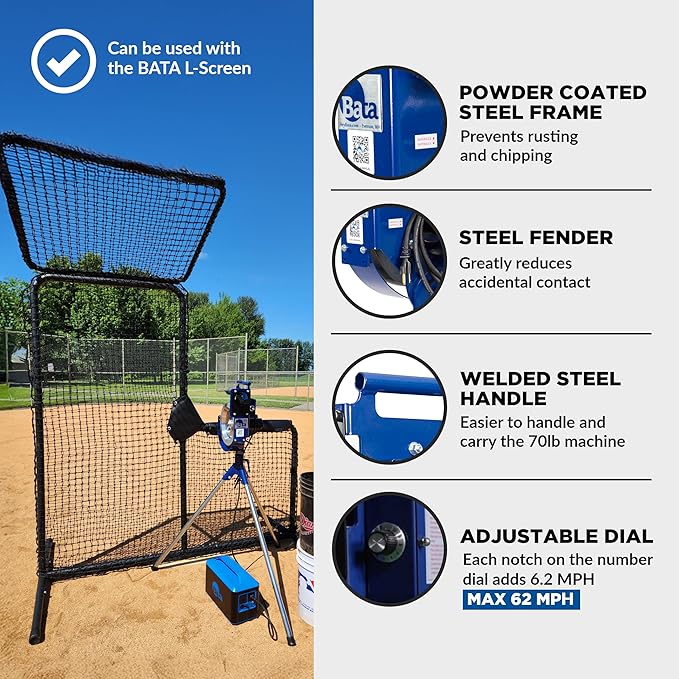 BATA Baseball Wheel Pitching Machine, Youth and Adult Automatic Pitch Machine for Baseballs, Practice Training Equipment