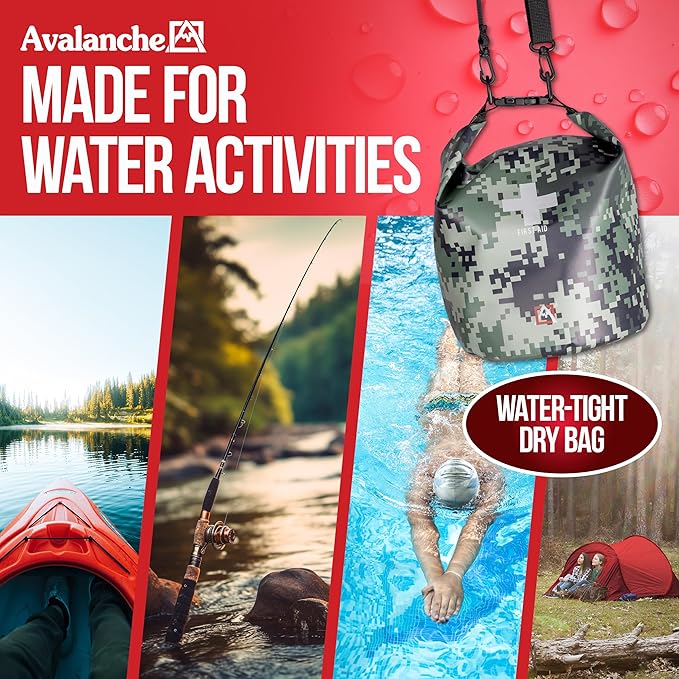 Avalanche First Aid Kit in Dry Bag, 103 Pcs Emergency Supplies Kit in Waterproof Bag for Home, Car, Travel, Sports or Camping, Durable, Ideal for Water Activities, Survival Gear Kit