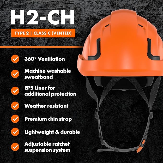 Defender Safety H2 Safety Helmet Hard Hat, Type 2 Class C and E, ANSI Z89.1 and EN 12492 Rated