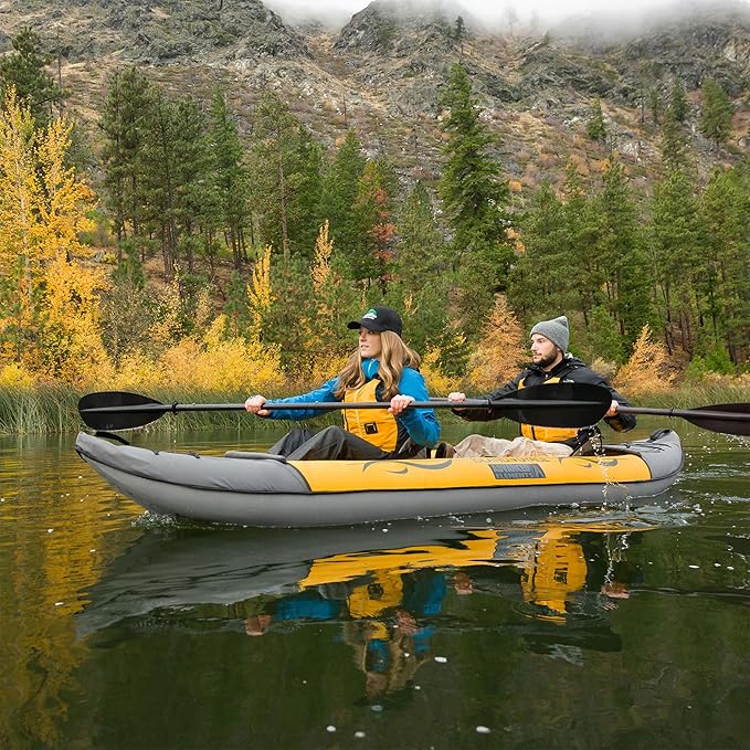 Advanced Elements - Island Voyage 2 Inflatable Kayak - Recreational Convertible Kayak - for 1 or 2 Person - 11 ft - Yellow