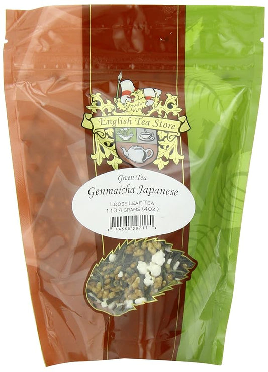 Genmaicha Chai Green Tea | Loose Leaf Japanese Green Tea with Fire-Toasted Rice | Popcorn Tea with Sweet Toasty Flavor | 4oz Resealable Pouch | Golden Yellow Liquor | English Tea Store
