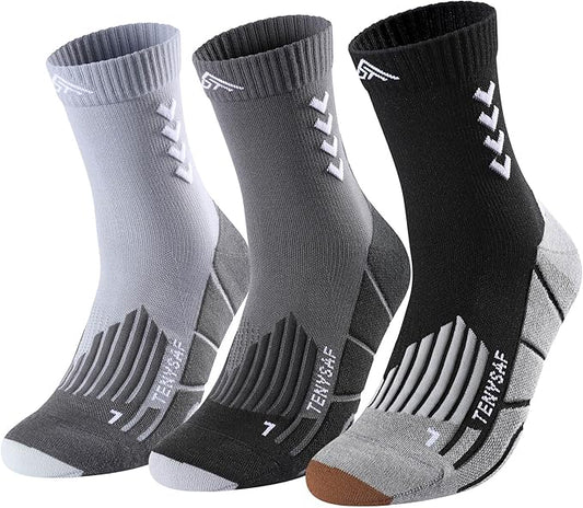 Compression Crew Running Socks: Athletic Socks for Men Women with Cushion,3 Pairs Work Hiking Basketball Sport Socks