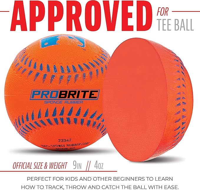 Franklin Sports - Pro Brite - Neon Rubber Teeball - MLB - Youth Tball - Baseball + Softball - Indoor & Outdoor Use