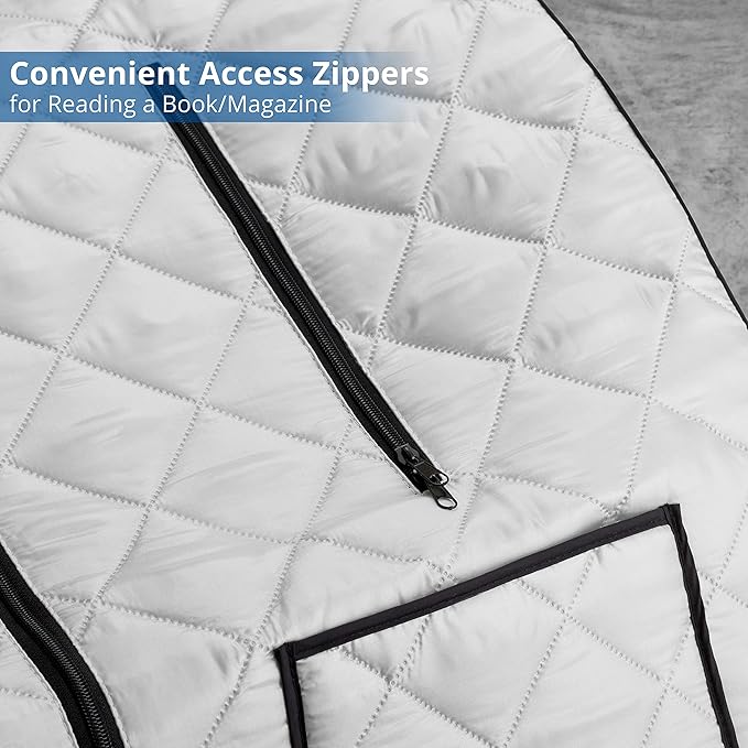 Durasage Oversized Portable Personal Steam Sauna Spa with 800W Steam Generator, 60-Minute Timer, Dual Pockets, Zippered Hand Openings & Chair for at-Home Relaxation (Silver, 33"x31.5"x41")