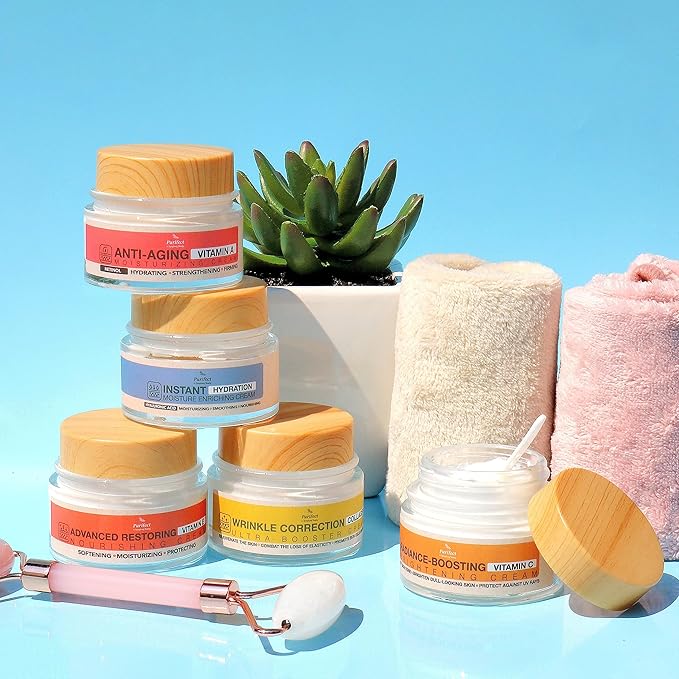 Facial Moisturizer Vitamin E Cream Advanced Restorring Tightening and Lifting Vitamin A C E Retinol Collagen Hyaluronic Acid Anti-Aging Wrinkle Correction Hydrating Brightening 50ml 1.7fl oz