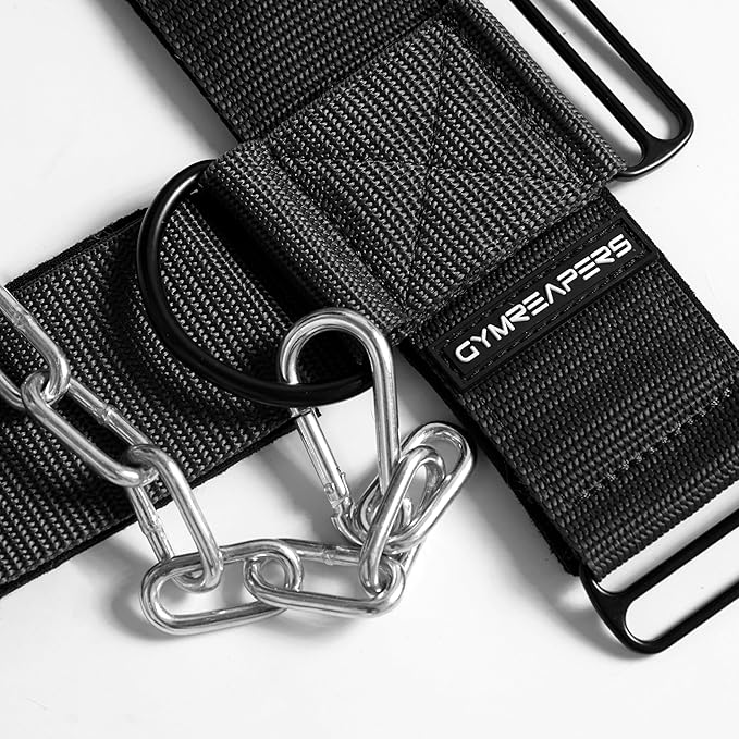 Gymreapers Neck Harness - Heavy Duty Stainless Steel Chain, Adjustable Neoprene Strap, Trainer for Strength & Pain Relief