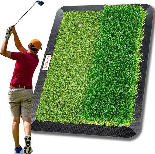 Dual-Turf Portable Golf Training Equipment - Fairway & Rough Turf Golf Mat, Golf Hitting Mat, Golf Practice Mats with Turf for Chipping & Swing Practice - Ideal Golf Practice Mat for Home and Backyard