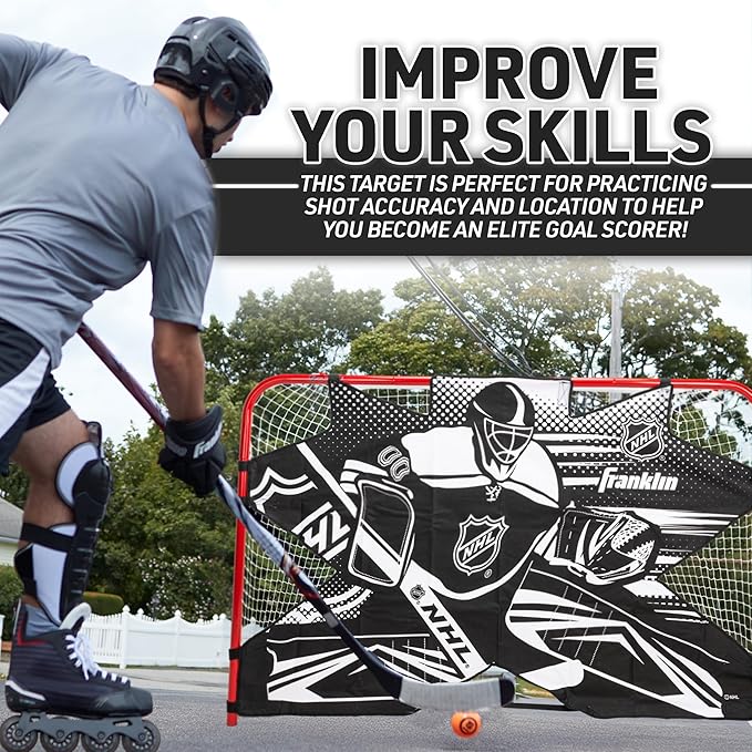 Franklin Sports NHL Street Hockey Goalie Shooting Target - Shooter Tutor Hockey Goal Practice Target - Street Hockey Net Goalie Target - Easy Attach Targe