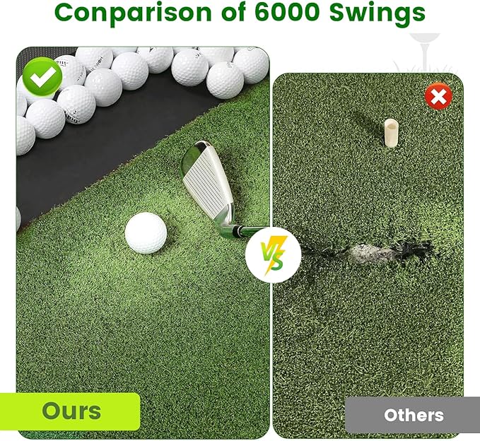 Golf Hitting Mat with Ball Tray, 5x4 & 6x4 ft, 26mm/31mm Thick, Standard & Alignment Line Options, Premium Golf Practice Mat for Indoor Outdoor Swing & Chipping