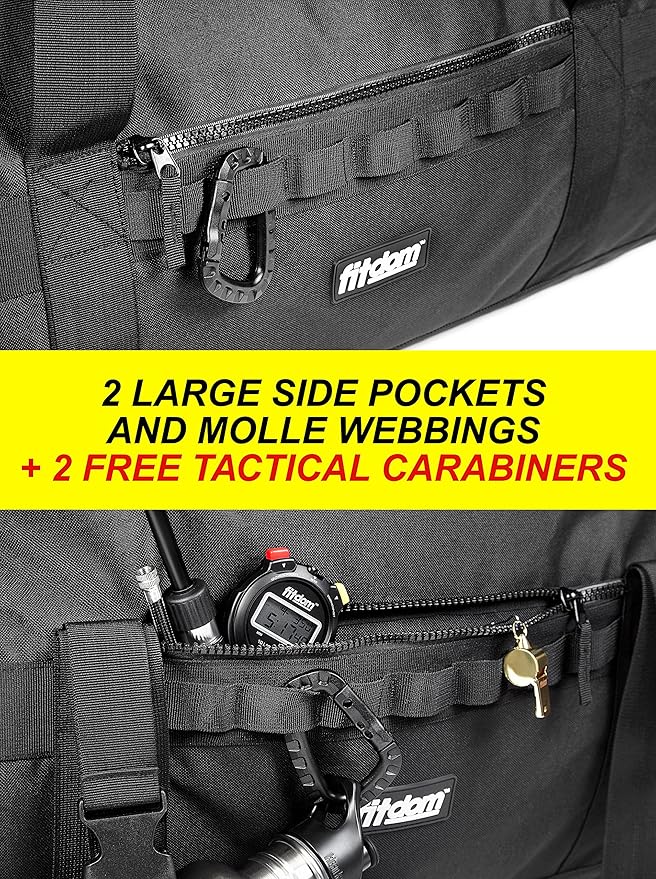 Fitdom 132L 36" Heavy Duty Extra Large Sports Gym Equipment Travel Duffel Bag W/Adjustable Shoulder & Compression Straps. Perfect for Soccer Baseball Basketball Hockey Football Team Coaches & More