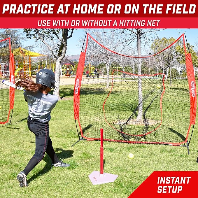GoSports Baseball & Softball Batting Tees - Choose Jr. or Standard - Adjustable Rubber Hitting Tee