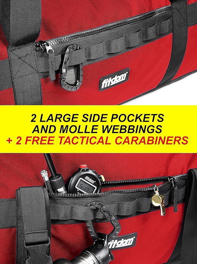 Fitdom 132L 36" Heavy Duty Extra Large Sports Gym Equipment Travel Duffel Bag W/Adjustable Shoulder & Compression Straps. Perfect for Soccer Baseball Basketball Hockey Football Team Coaches & More